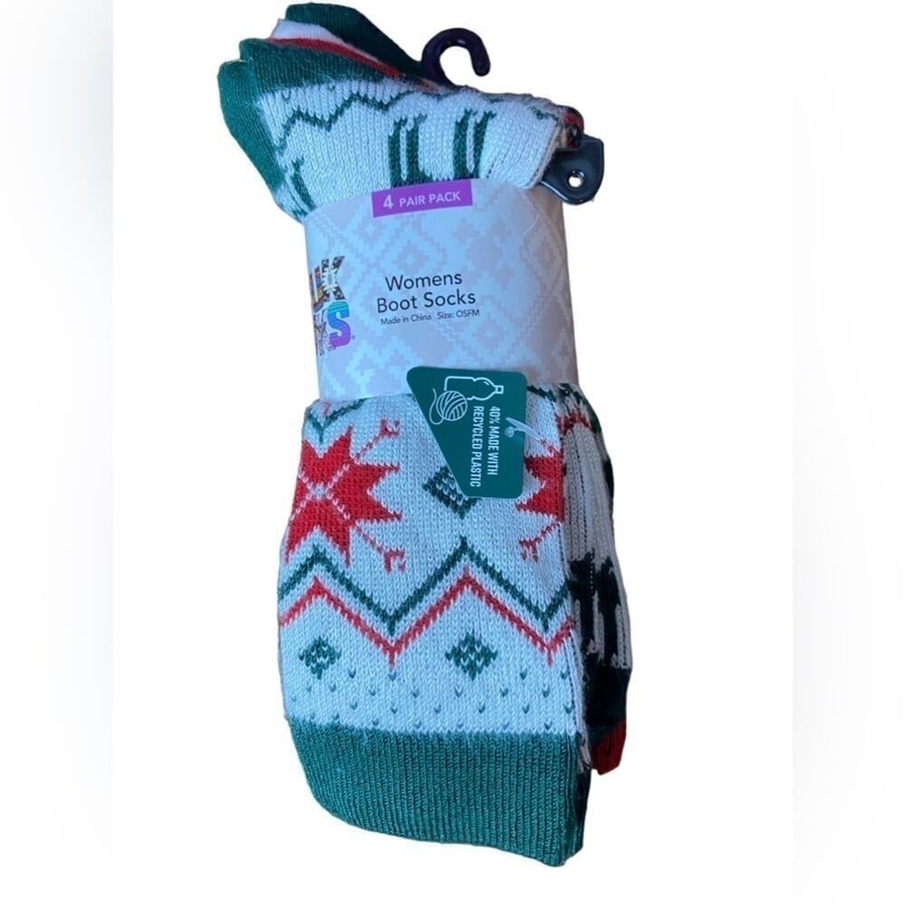 Muk Luks Women's Holiday Boot Socks One Size Fits Most - New
